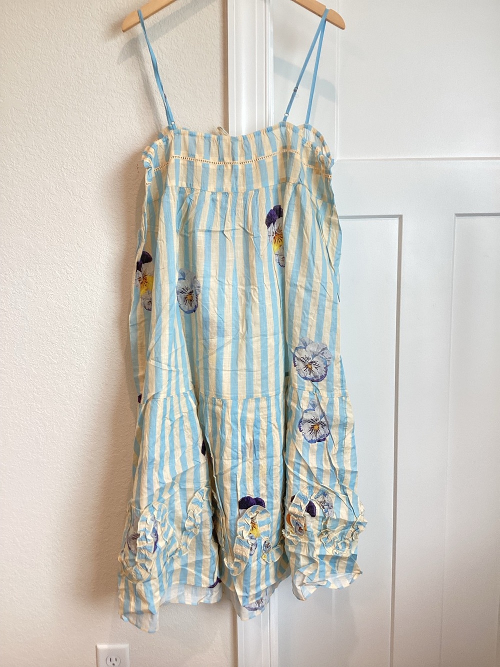 Anthropologie Nap Dress Lyrebird Gown New Small Stripe Floral Pansy Print - Picture 5 of 9